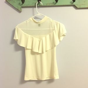 White mesh high neck top